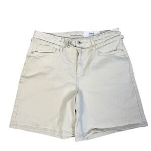 Style & Co. High rise belted cream denim jeans shorts, feminine, summer #3671